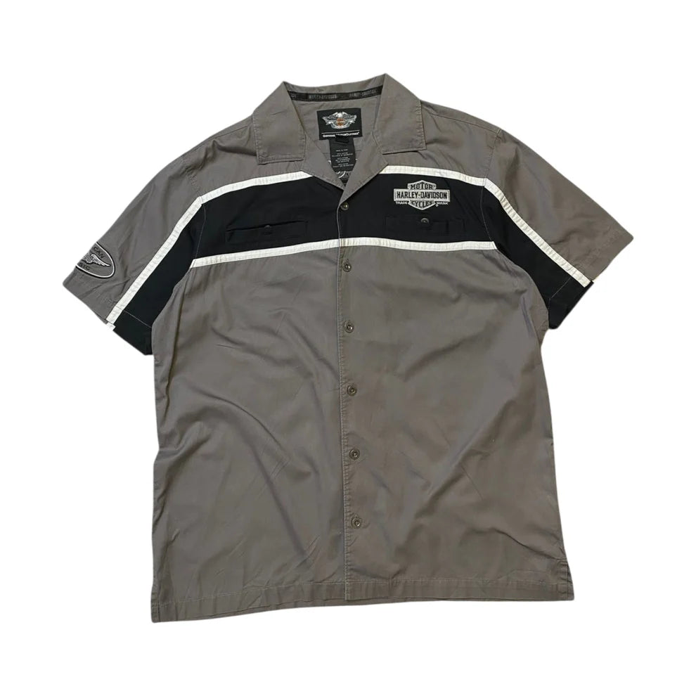 Harley Davidson Black/Grey Button Up Shirt